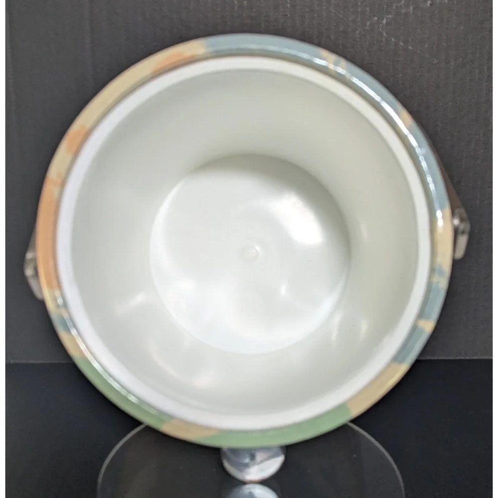 Vintage Lucite & Vinyl Insulated Ice Bucket w/Lid Color Splash Pattern